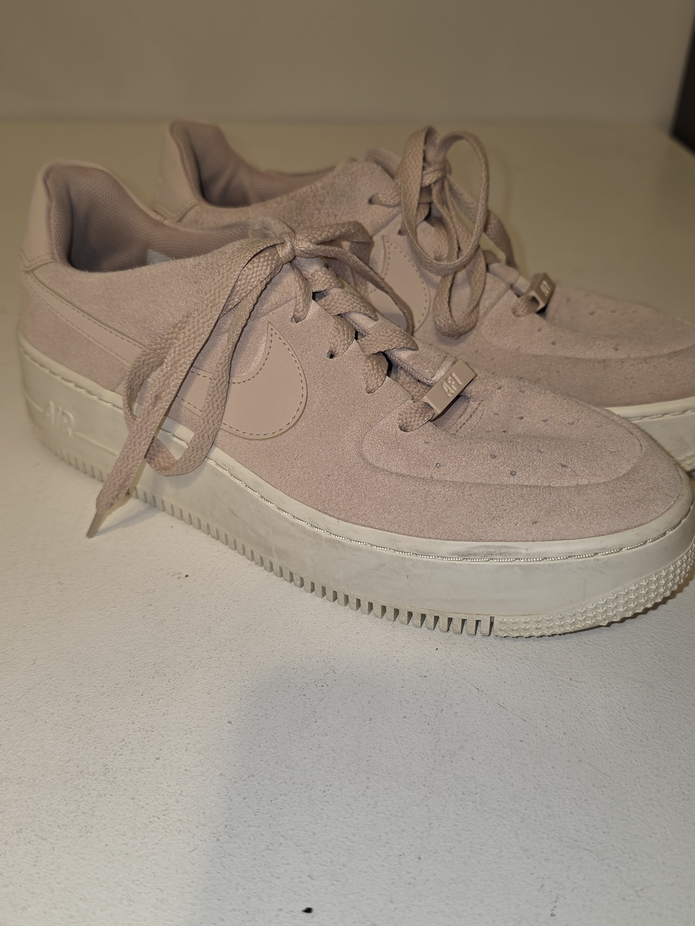 Nike Women’s Air Force 1 Sage Low Suede Sneakers — Light Pink
